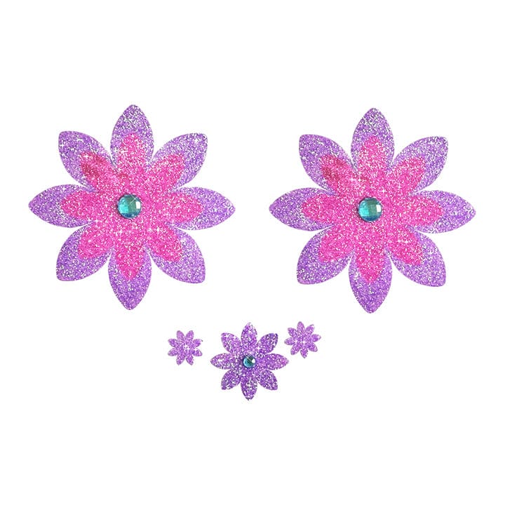 Neva Nude Shimmering Blossom Glitter Pasties - Violet