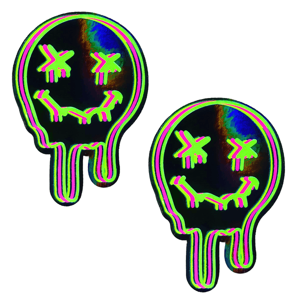 Neva Nude Super UV Trippy Face Neon Pasties - Multicolor