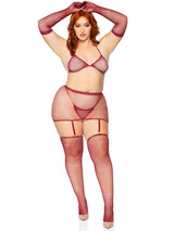 Leg Avenue 5 Pc Rhinestone Bikini Top G-String Garter Skirt, Gloves and Stockings