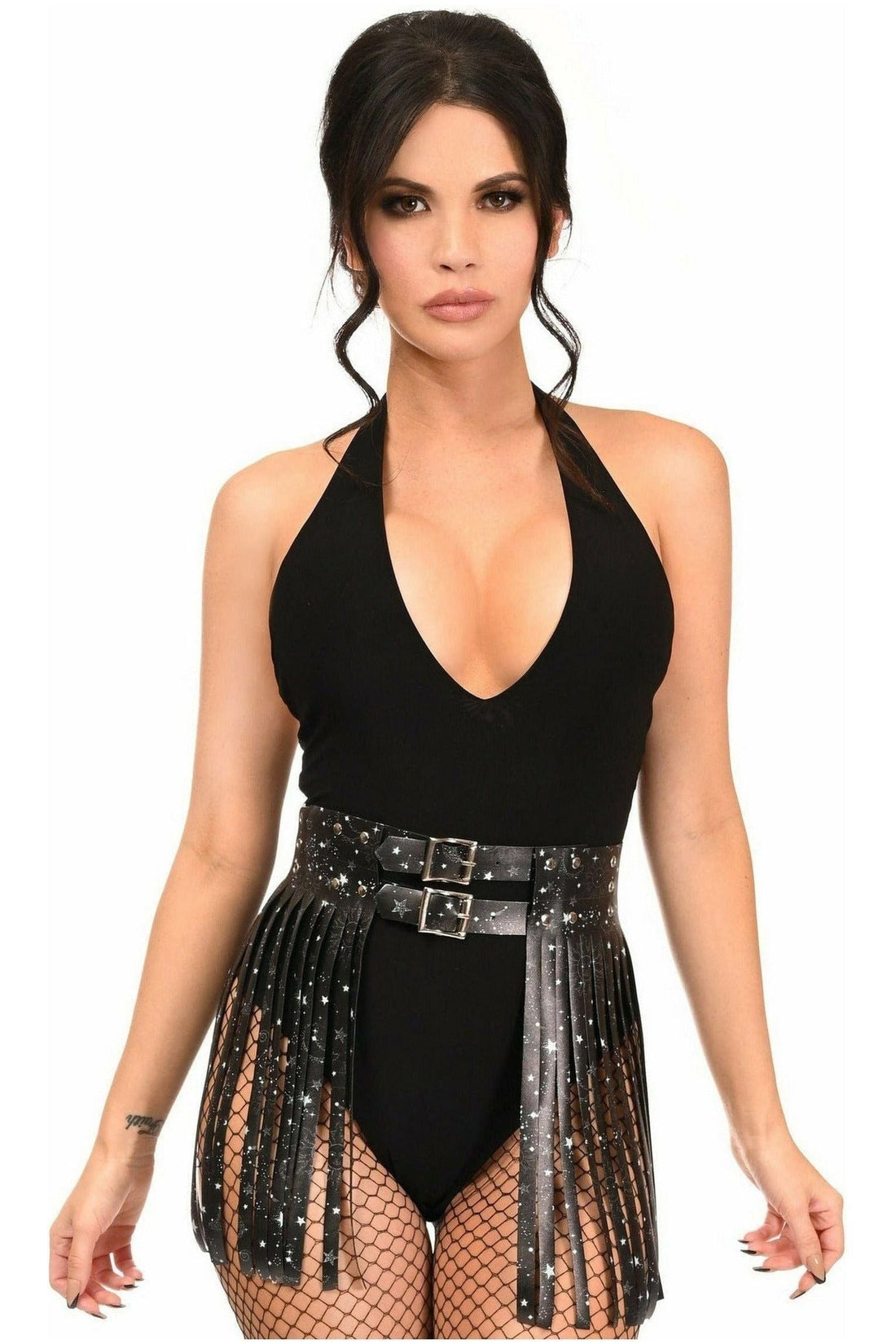 Daisy Corsets Celestial Faux Leather Fringe Skirt