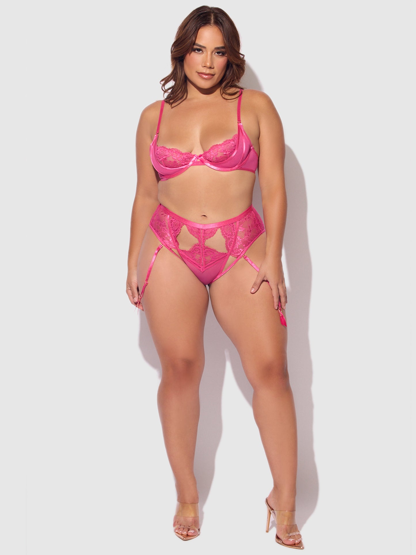 House of Desire Harlow Lace Underwire Bra Set Fuchsia Purple
