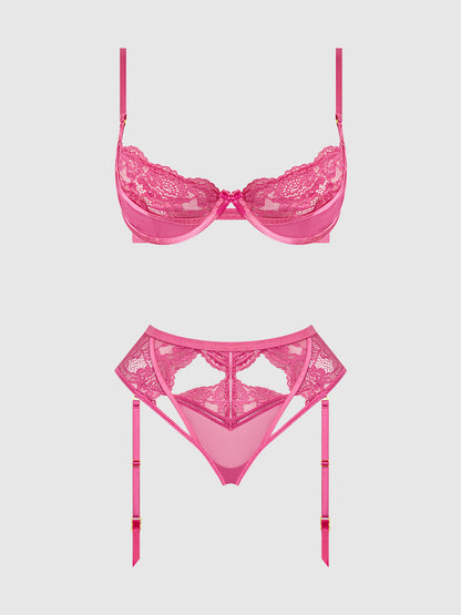House of Desire Harlow Lace Underwire Bra Set Fuchsia Purple