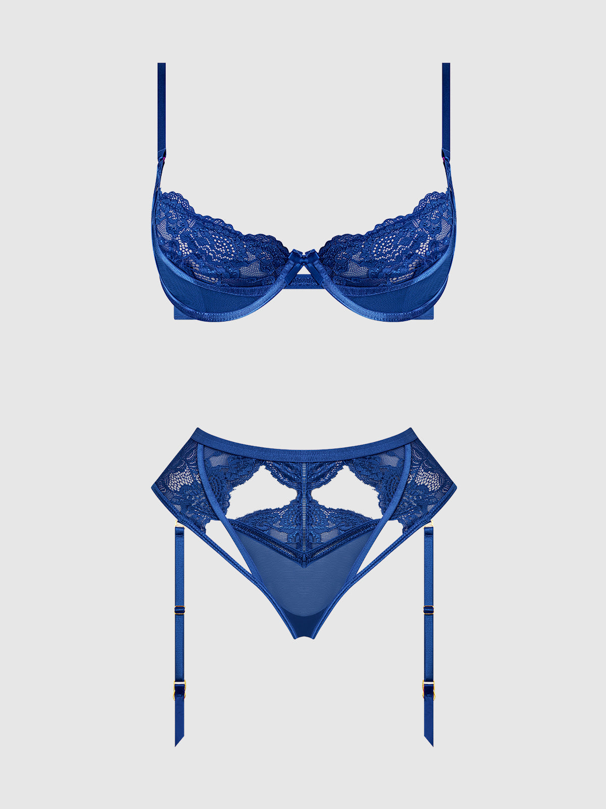 House of Desire Harlow Lace Underwire Bra Set Surf the Web Blue