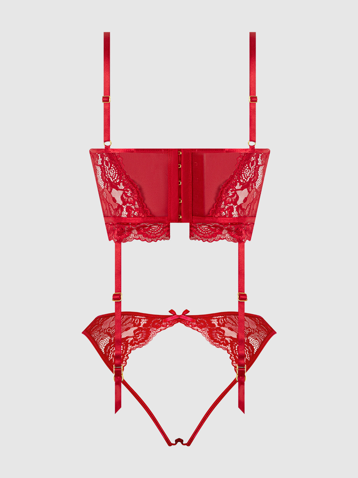 House of Desire Harlow Bustier and Backless Hipster Set Crimson Red