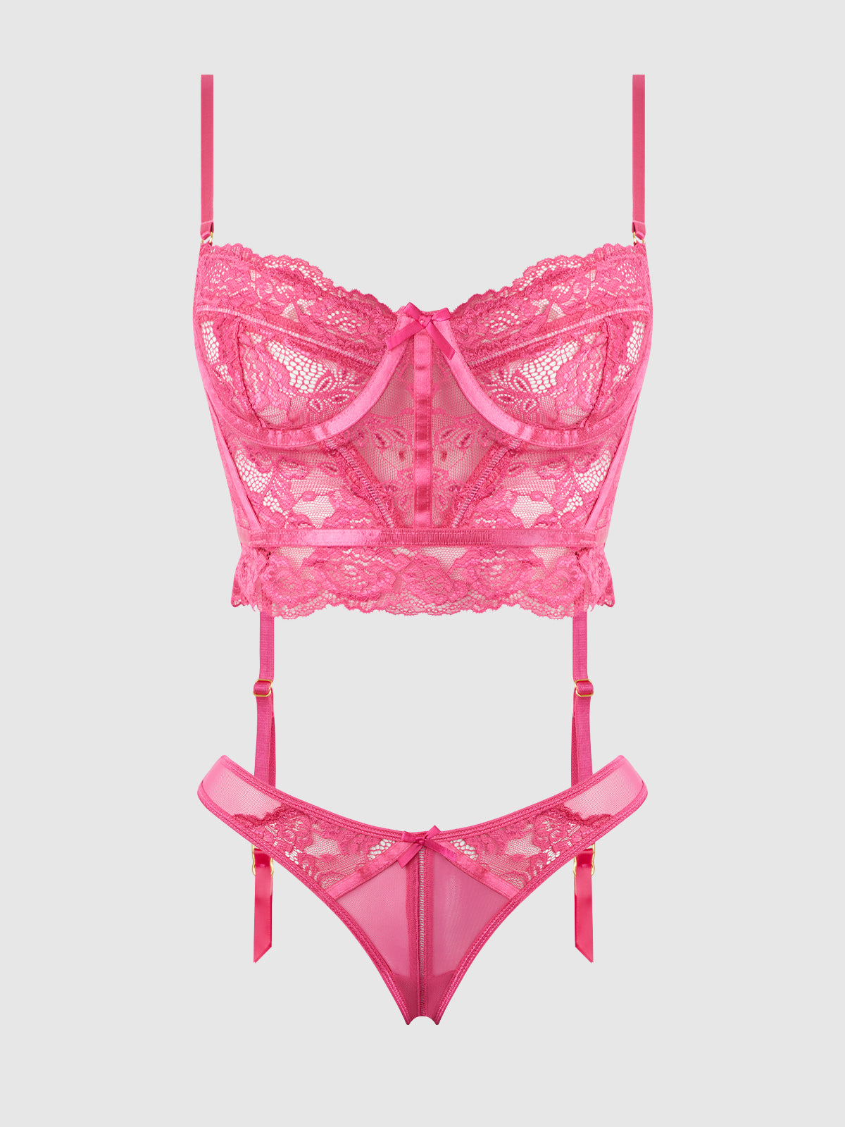 House of Desire Harlow Bustier and Backless Hipster Set Fuchsia Purple