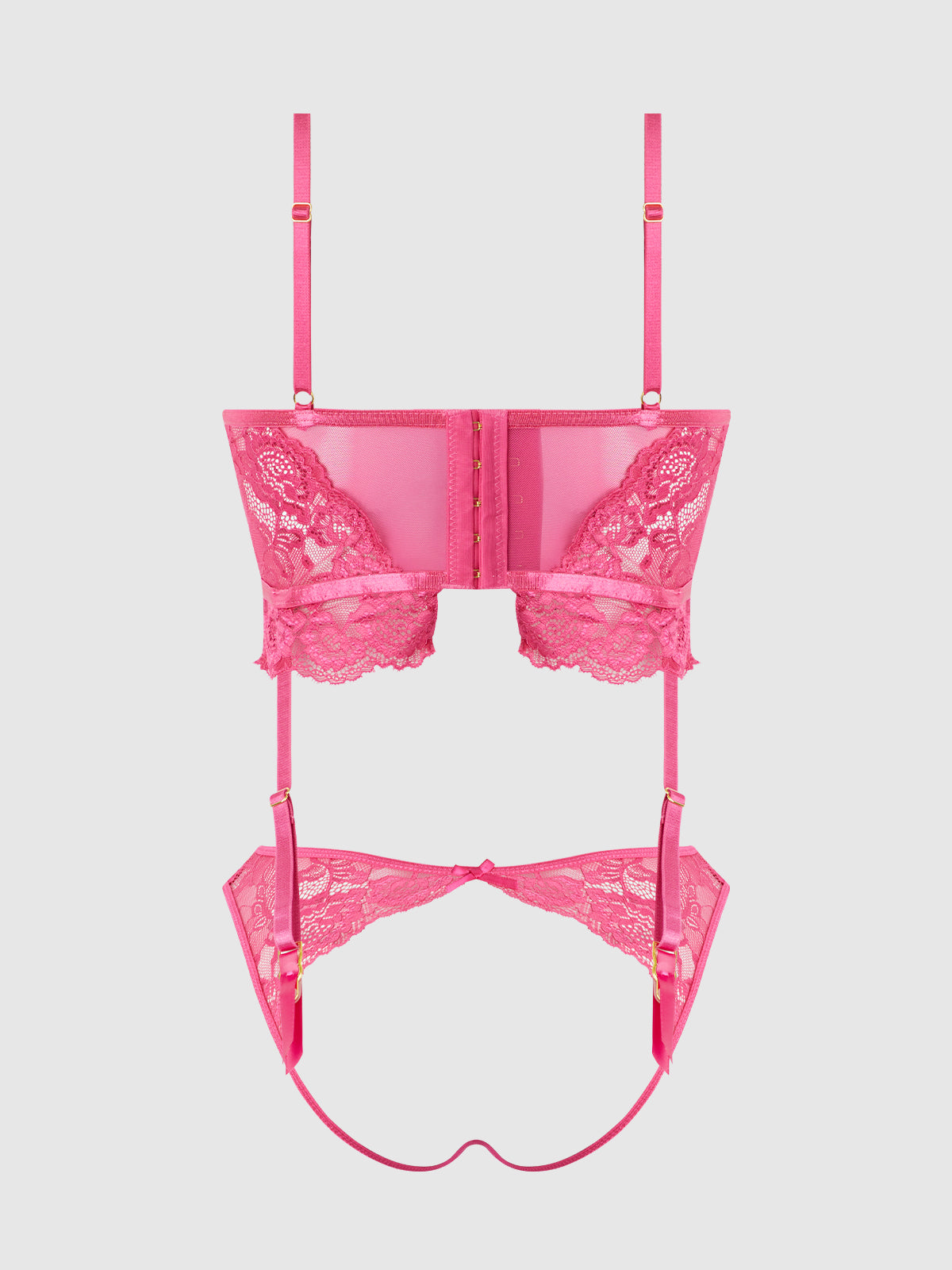 House of Desire Harlow Bustier and Backless Hipster Set Fuchsia Purple