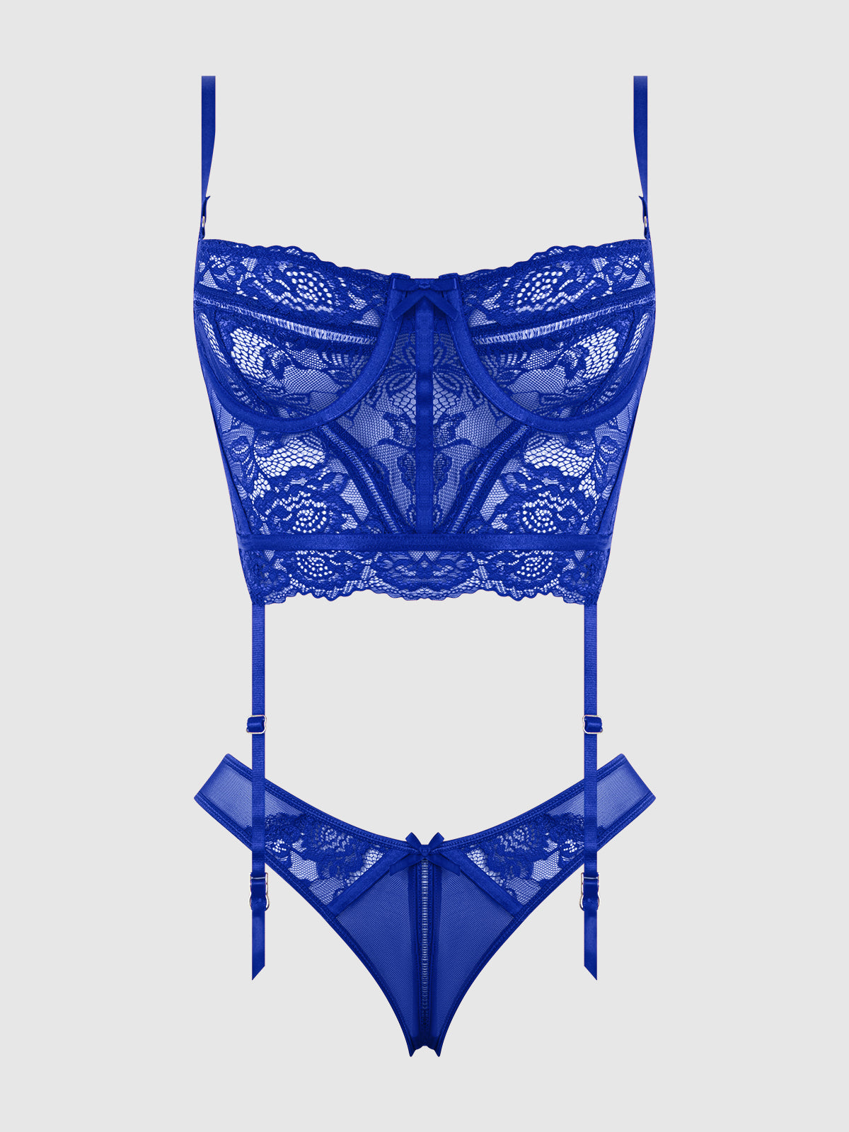 House of Desire Harlow Bustier and Backless Hipster Set Surf the Web Blue