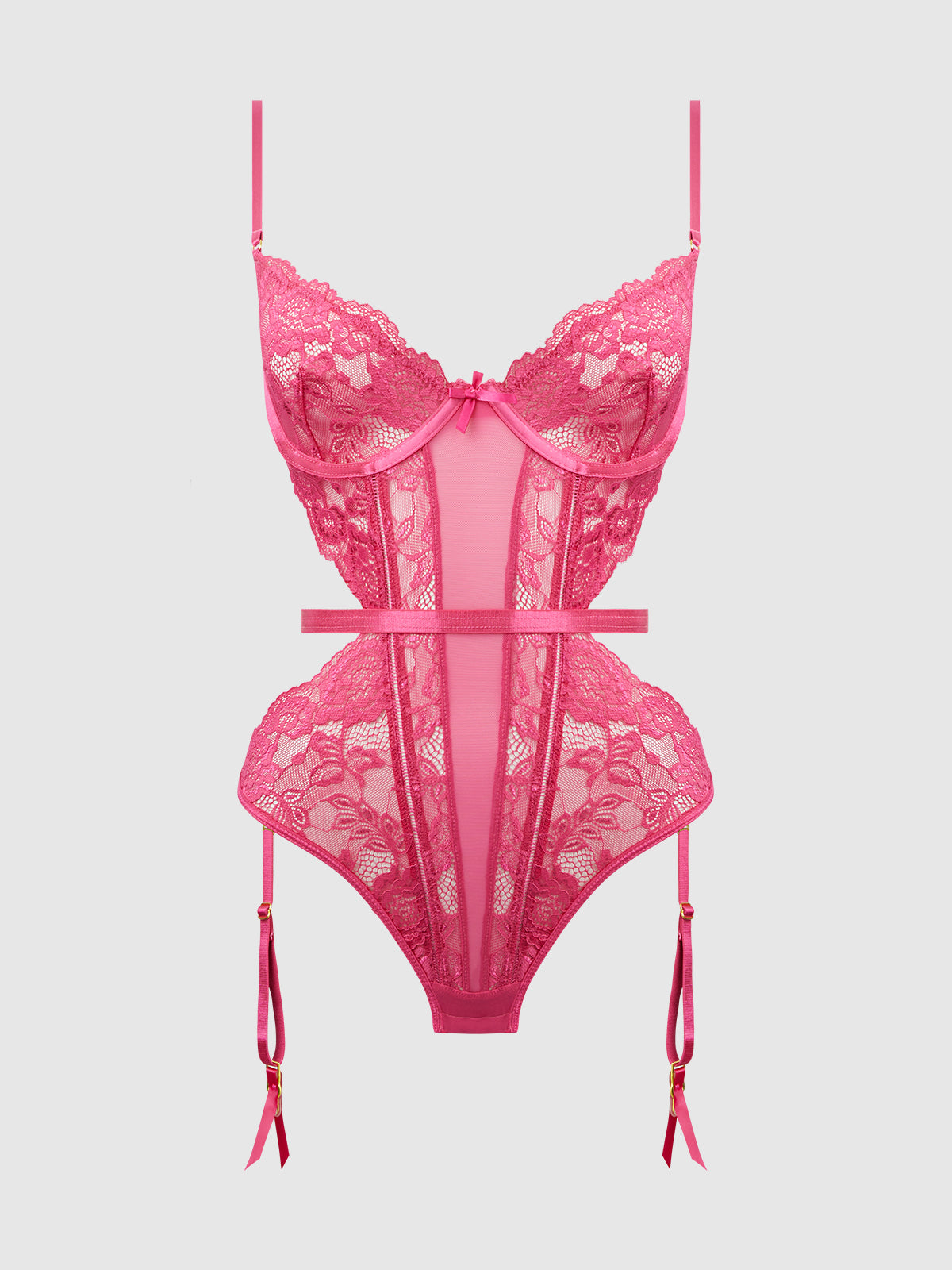 House of Desire Harlow Lace & Mesh Underwire Teddy Fuchsia Purple