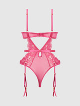 House of Desire Harlow Lace & Mesh Underwire Teddy Fuchsia Purple