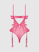 House of Desire Harlow Lace & Mesh Underwire Teddy Fuchsia Purple