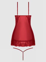 House of Desire Harlow Lace & Mesh Babydoll & G-String Set Crimson Red