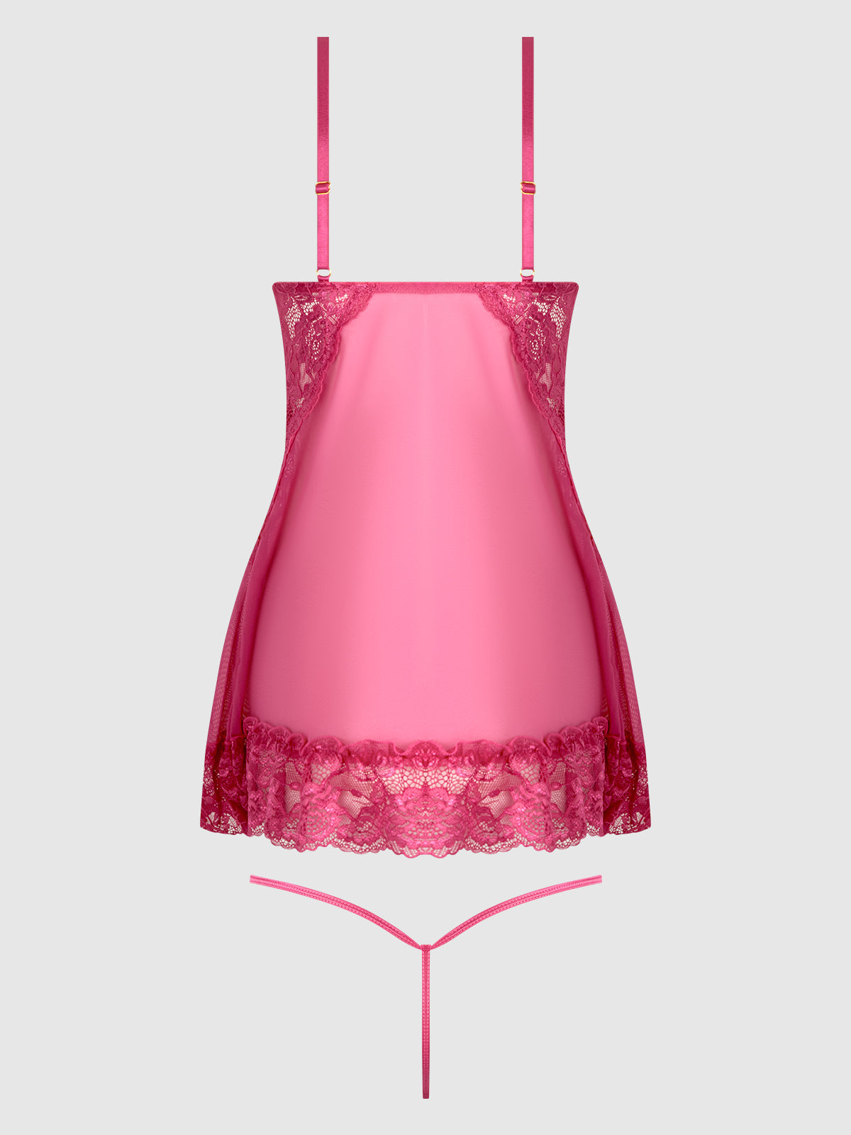 House of Desire Harlow Lace & Mesh Babydoll & G-String Set Fuchsia Purple