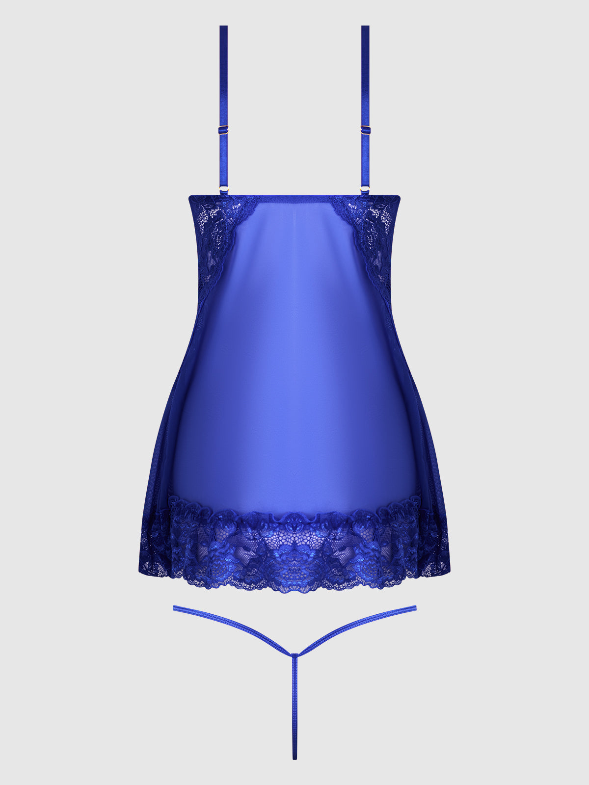 House of Desire Harlow Lace & Mesh Babydoll & G-String Set Surf the Web Blue