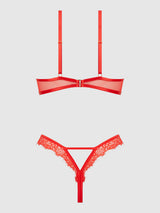 House of Desire Nadia Lace & Mesh Cutout Teddy Hot Orange