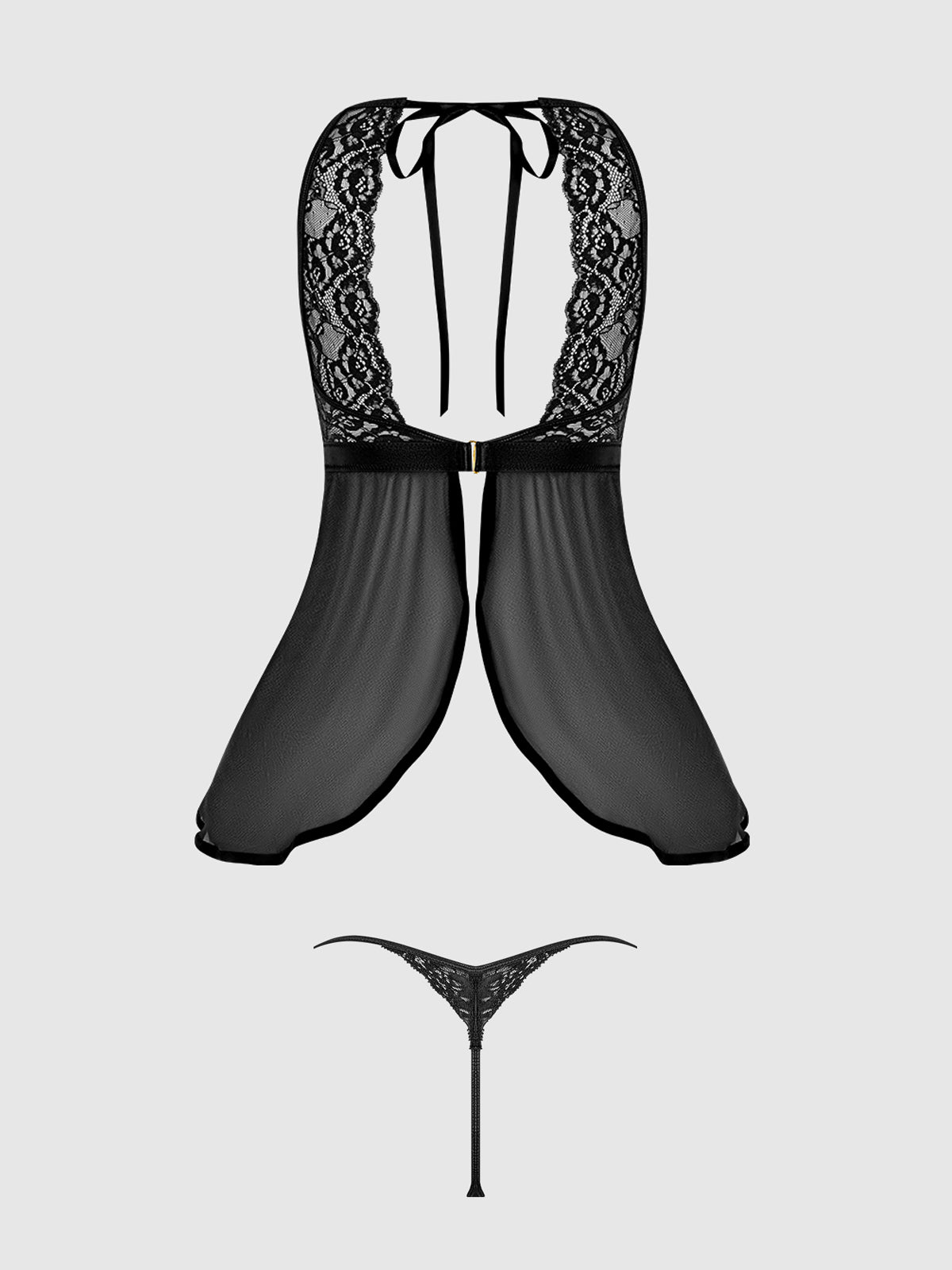 House of Desire Natasha Lace & Micro Babydoll & G-String Set Black