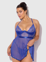 Natasha Lace & Micro Babydoll & G-String Set Surf the Web Blue