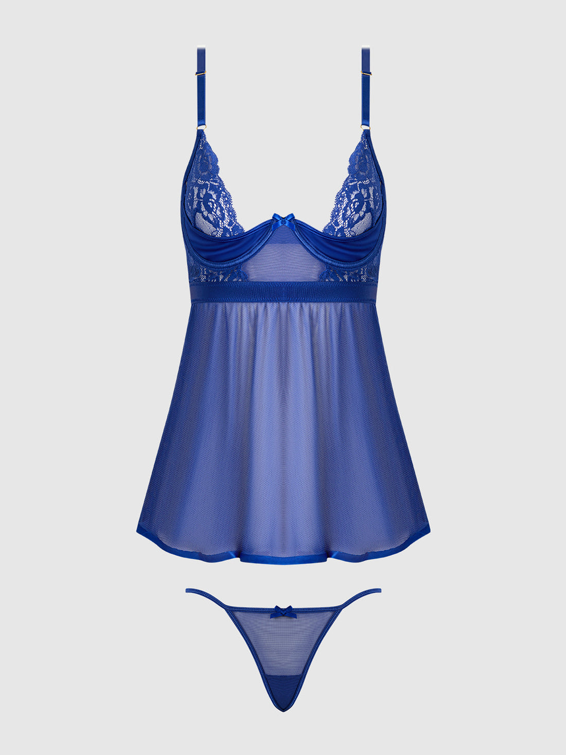 Natasha Lace & Micro Babydoll & G-String Set Surf the Web Blue