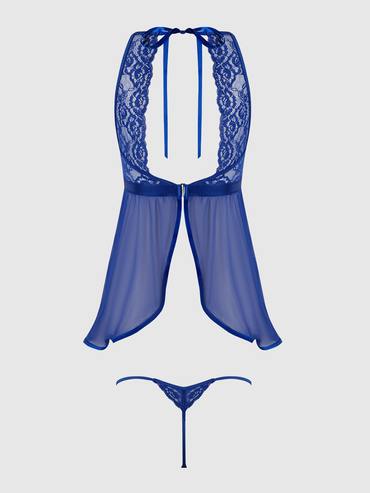 House of Desire Natasha Lace & Micro Babydoll & G-String Set Surf the Web Blue