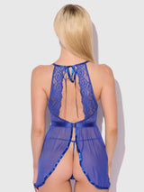 Natasha Lace & Micro Babydoll & G-String Set Surf the Web Blue