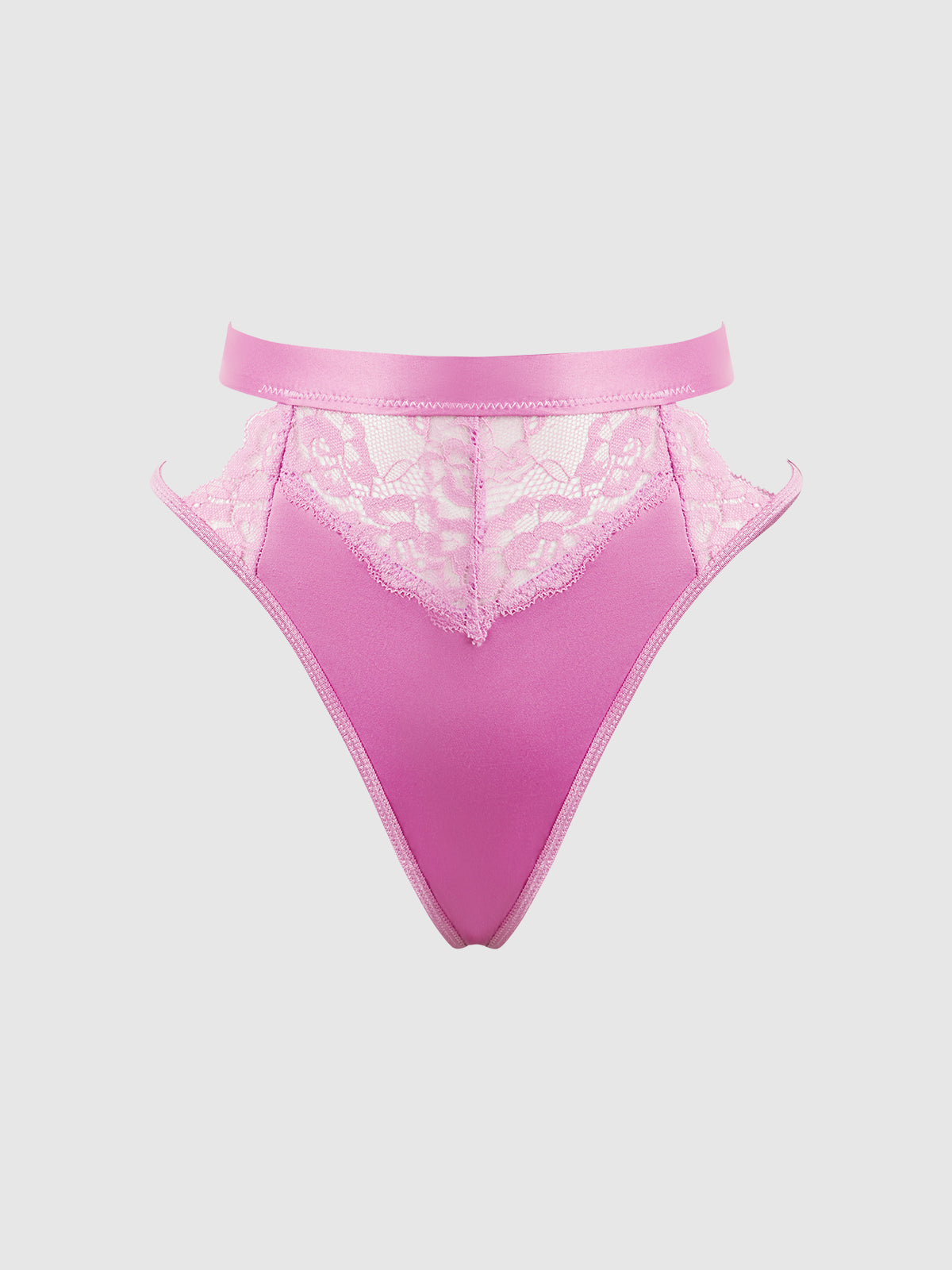 House of Desire Natasha Satin & Lace Bow Tie G-String Cyclamen Pink