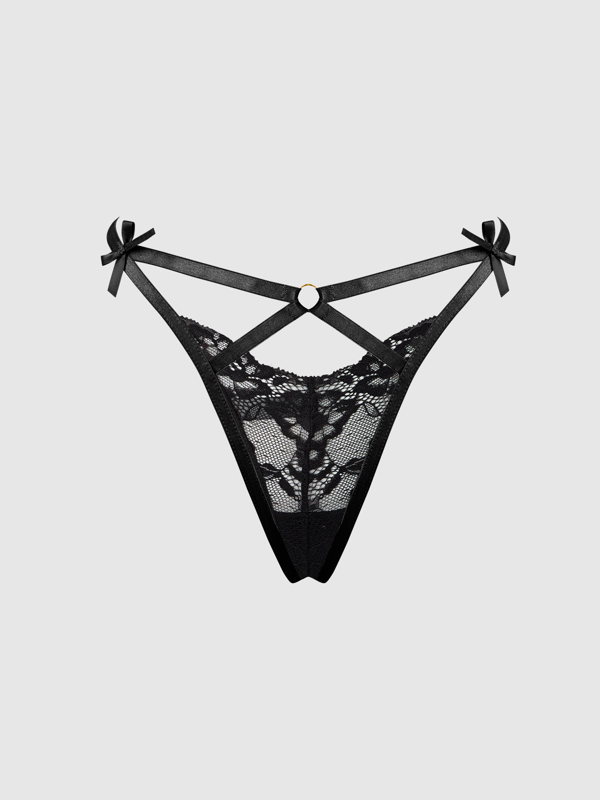 House of Desire Natasha Lace Strappy G-String Black