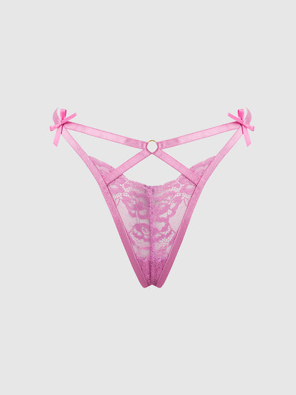 House of Desire Natasha Lace Strappy G-String Cyclamen Pink
