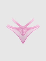 Natasha Lace & Mesh Strappy Hipster Cyclamen Pink