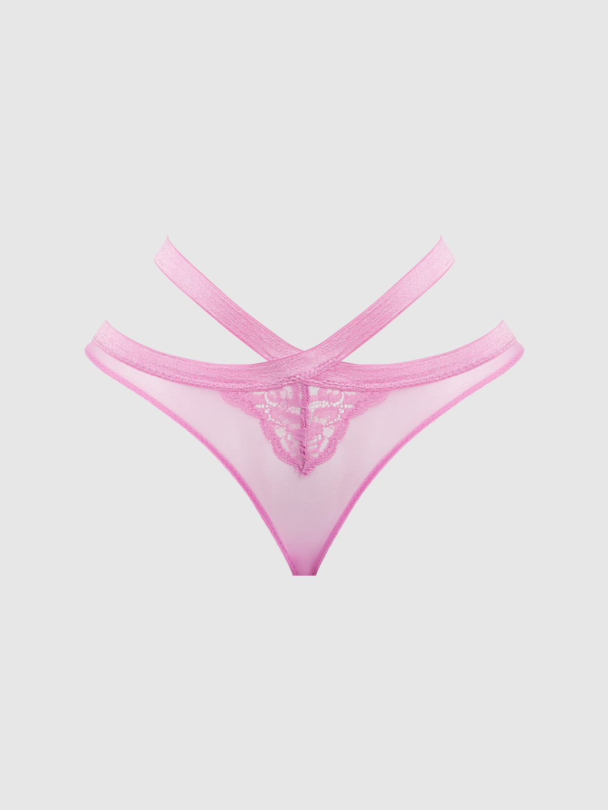 House of Desire Natasha Lace & Mesh Strappy Hipster Cyclamen Pink