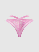Natasha Lace & Mesh Strappy Hipster Cyclamen Pink