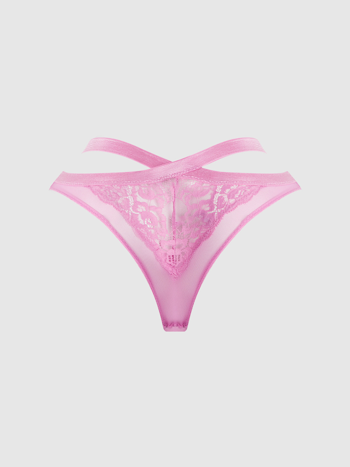 House of Desire Natasha Lace & Mesh Strappy Hipster Cyclamen Pink