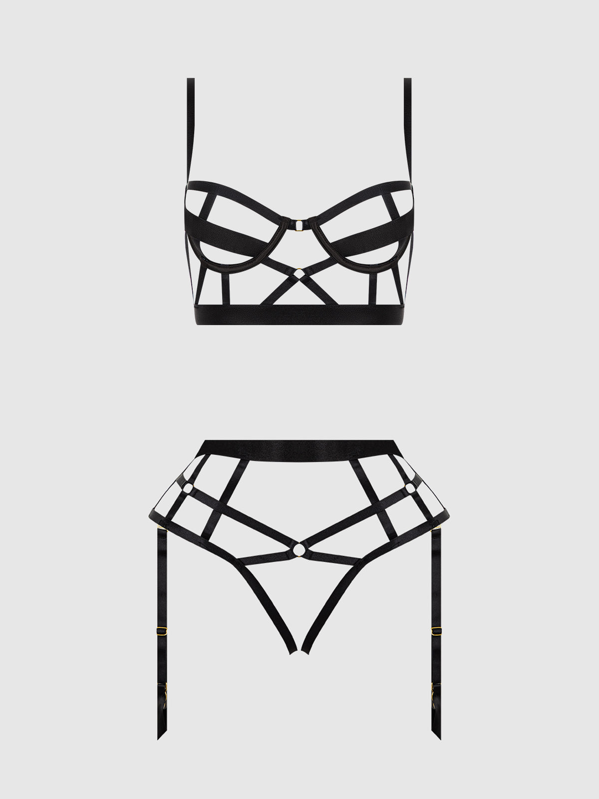House of Desire Devon Open Cup Bra & Crotchless Backless Hipster Set