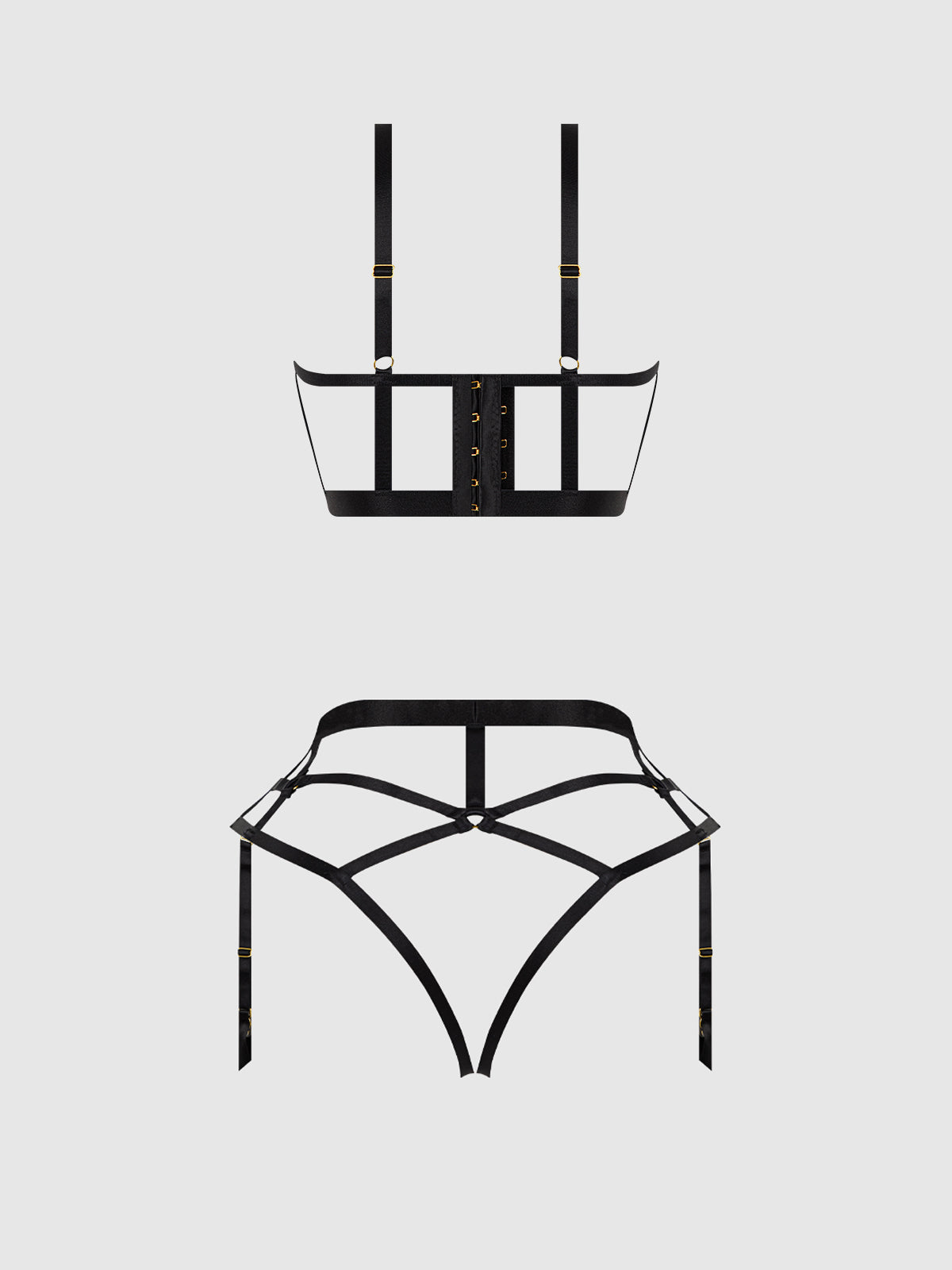 House of Desire Devon Open Cup Bra & Crotchless Backless Hipster Set