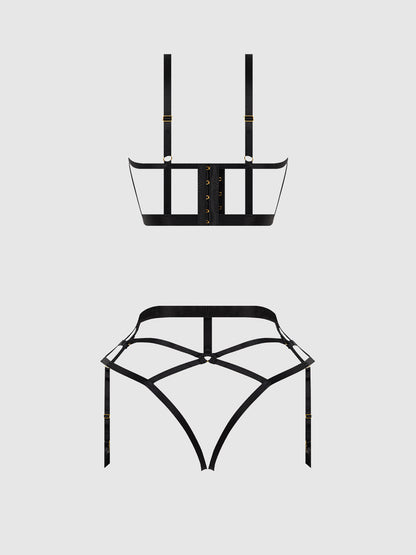 House of Desire Devon Open Cup Bra & Crotchless Backless Hipster Set