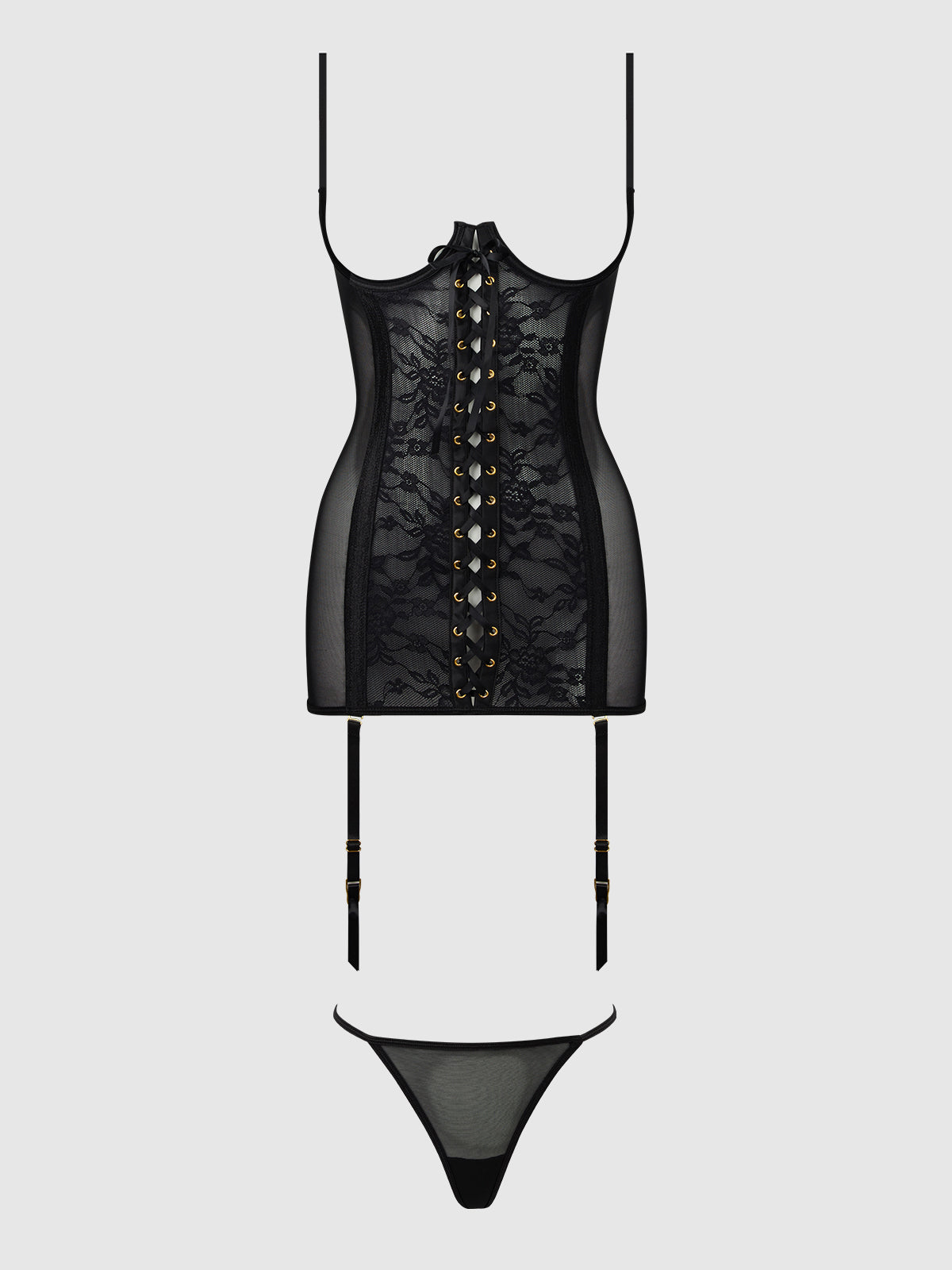 House of Desire Gia Lace Chemise & G-String Set