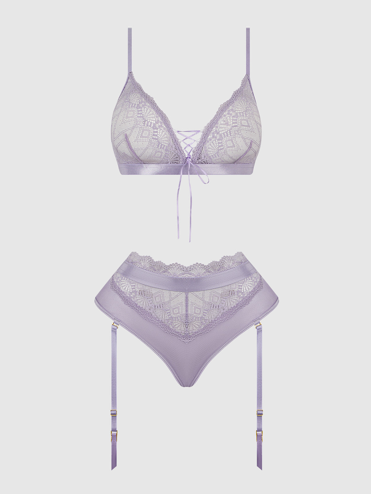 House of Desire Vivienne Timeless Lace & Micro Bralette & Thong Set Lavender