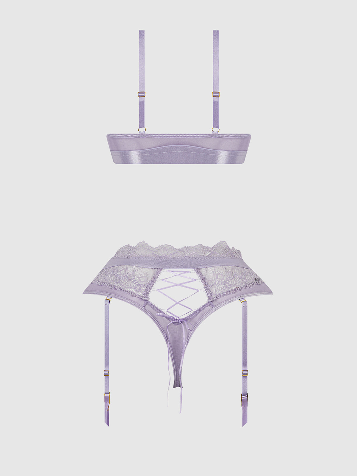 House of Desire Vivienne Timeless Lace & Micro Bralette & Thong Set Lavender