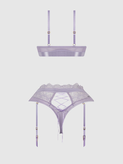 House of Desire Vivienne Timeless Lace & Micro Bralette & Thong Set Lavender