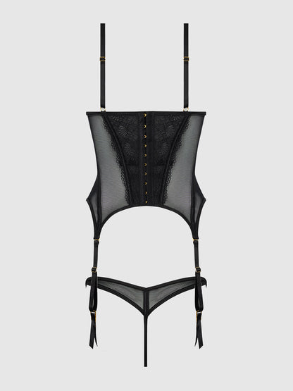 House of Desire Vivienne Merrywidow Bustier & G-String Set Black