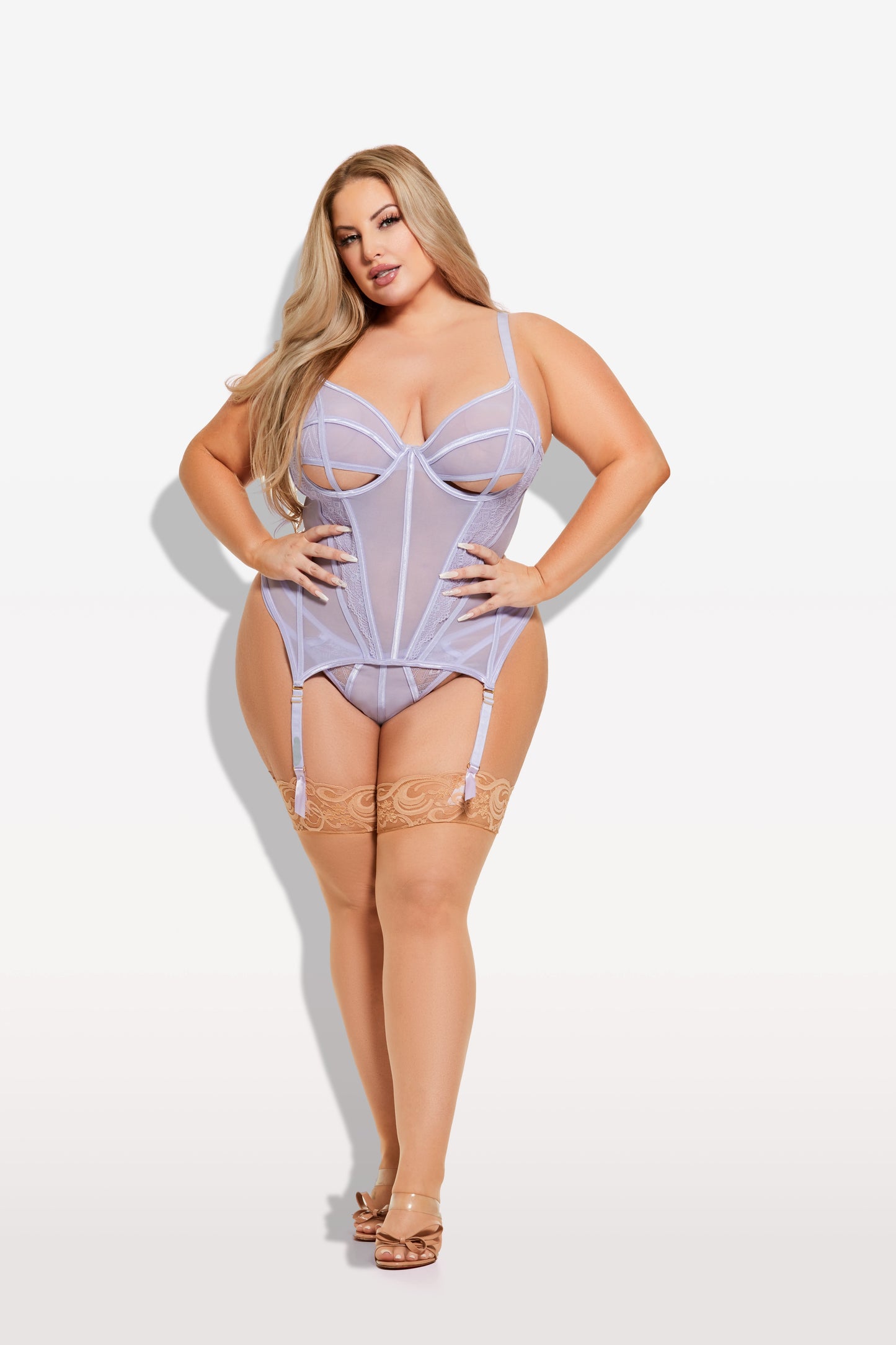 House of Desire Vivienne Merrywidow Bustier & G-String Set Lavender