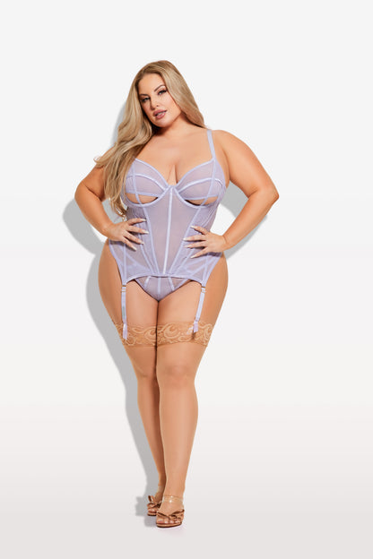 House of Desire Vivienne Merrywidow Bustier & G-String Set Lavender