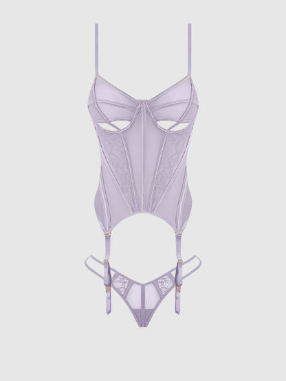 House of Desire Vivienne Merrywidow Bustier & G-String Set Lavender