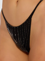 House of Desire Rhinestone Vertical Thong Black