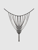 House of Desire Rhinestone Vertical Thong Black