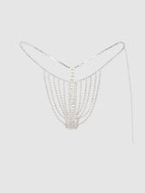 House of Desire Rhinestone Vertical Thong Silver