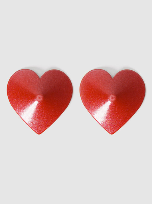 House of Desire Metal Heart Circular Nipple Covers Crimson Red