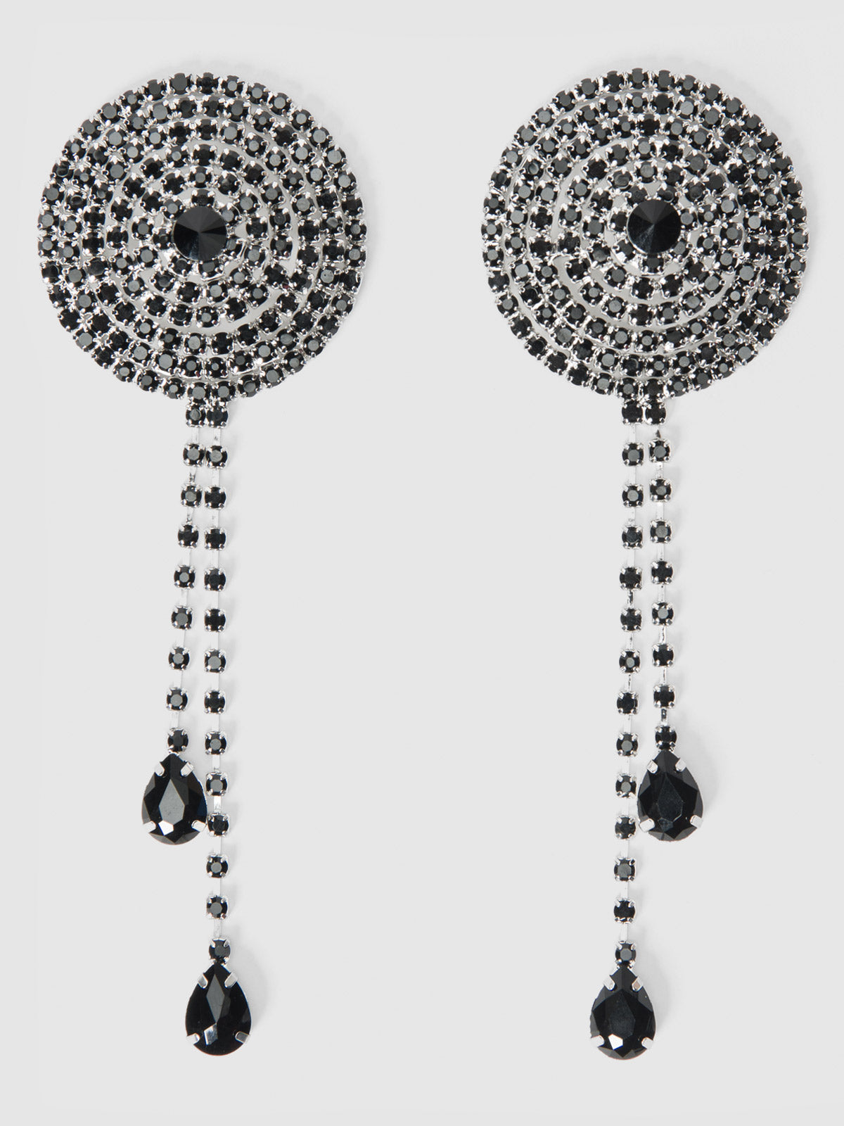 House of Desire Rhinestone Cone & Dangle Nipple Covers Burlesque Black