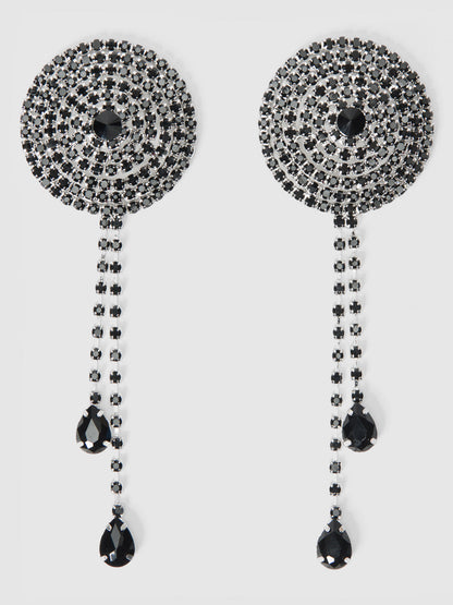 House of Desire Rhinestone Cone & Dangle Nipple Covers Burlesque Black