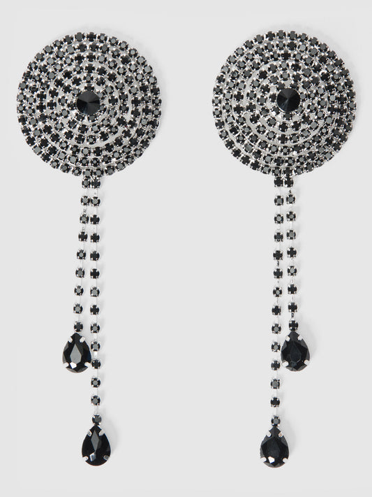 House of Desire Rhinestone Cone & Dangle Nipple Covers Burlesque Black