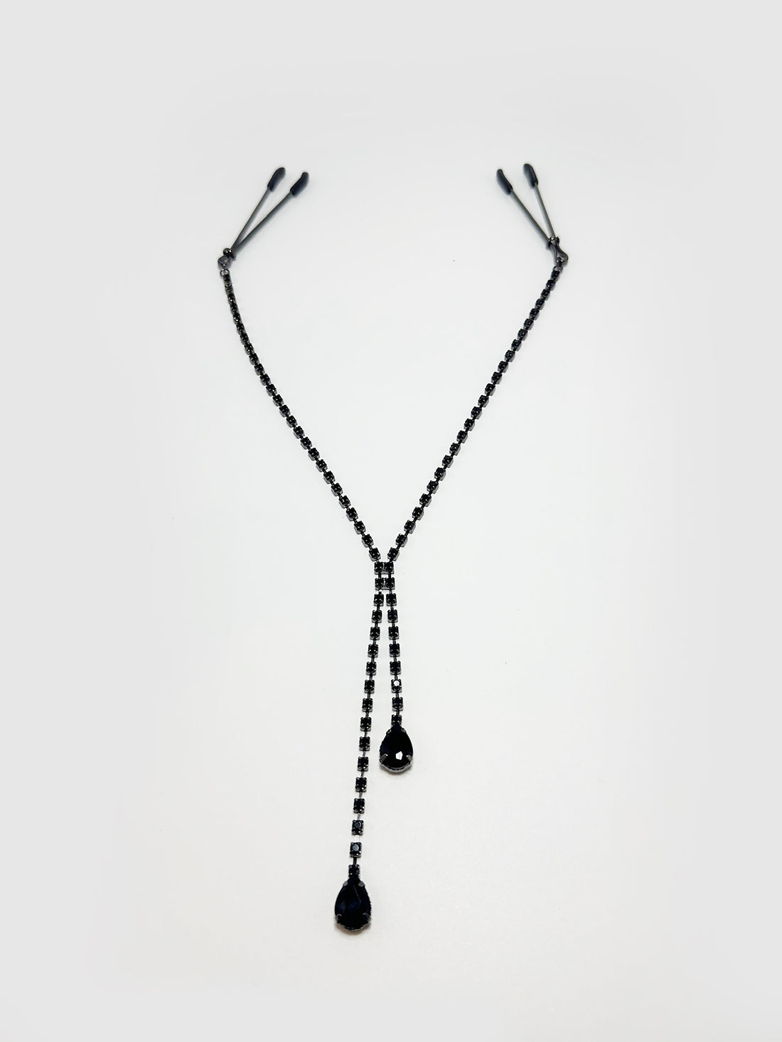House of Desire Rhinestone Dangle Clamps Black