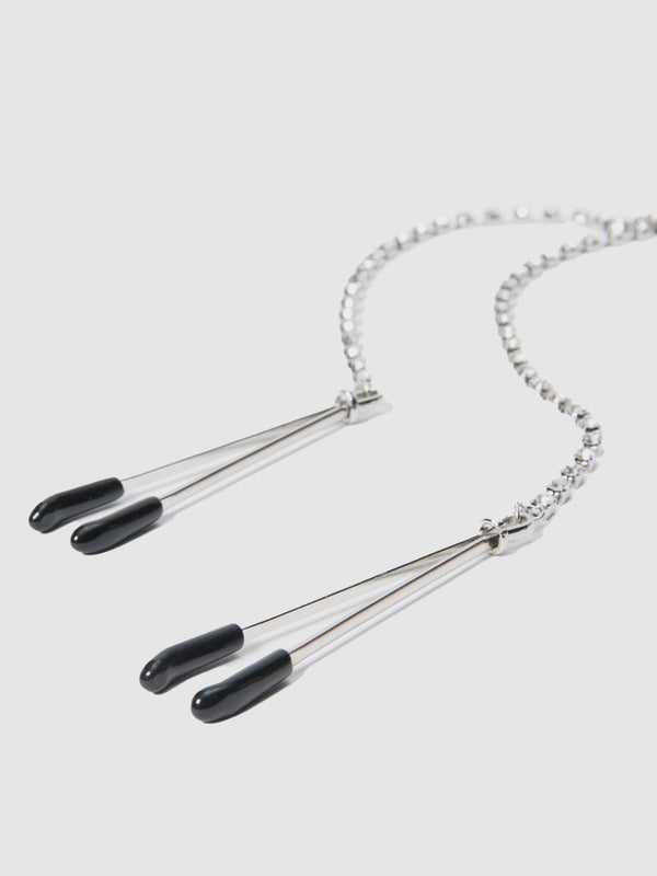 House of Desire Rhinestone Dangle Clamps Silver